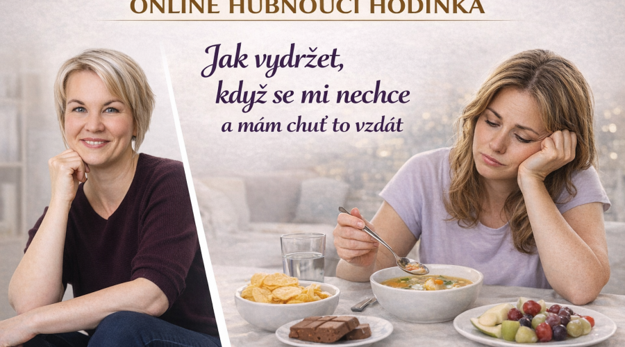 Žena sedící unaveně u stolu s jídlem – symbol momentu, kdy se člověku při hubnutí nechce a chce to v